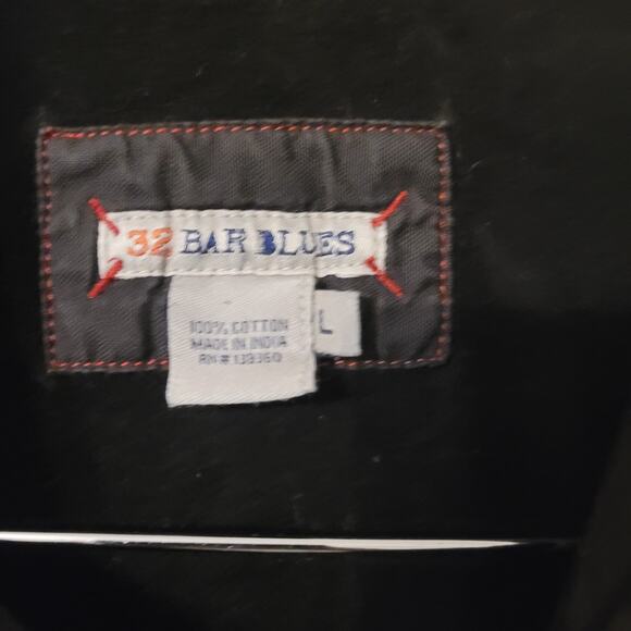 32 Bar Blues Shirt Mens Large Black Elbow Patches Velour Button Up Long Sleeve - Picture 3 of 9